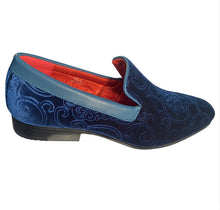 Load image into Gallery viewer, After Midnite Smoking Slip-on Teal Blue Paisley Print Slip-on Men’s Dress Shoes Style # 6910
