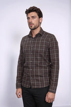 Load image into Gallery viewer, Checked Brown Men Lumberjack Shirt - Wessi
