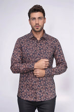 Load image into Gallery viewer, Bloom Patterned Brown Slim Fit Shirt - Wessi

