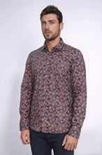 Load image into Gallery viewer, Bloom Patterned Brown Slim Fit Shirt - Wessi
