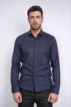 Load image into Gallery viewer, Men’s Navy Shirt with Minimal Red Pattern – Wessi
