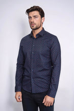 Load image into Gallery viewer, Men’s Navy Shirt with Minimal Red Pattern – Wessi

