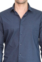 Load image into Gallery viewer, Dark Blue Tiny Check Patterned Slim Fit Shirt - Wessi
