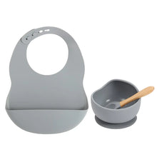 Load image into Gallery viewer, Colorful Silicone Feeding Set for Babies: Bib, Bowl, and Spoon
