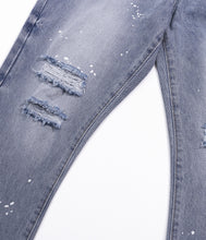 Load image into Gallery viewer, AZUL DISTRESSED SPLIT FLARE DENIM
