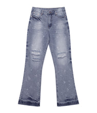 Load image into Gallery viewer, AZUL DISTRESSED SPLIT FLARE DENIM
