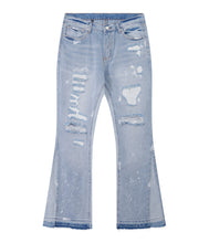 Load image into Gallery viewer, SKY DISTRESSED SPLIT FLARE DENIM
