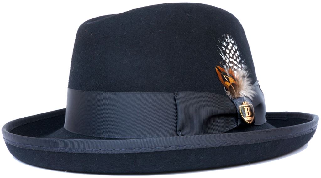 Bruno Capelo The Godfather (Homberg) Men's 100% Australian Wool Dress Hat | Black