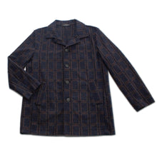 Load image into Gallery viewer, Navy Russet Windowpane Wool Car Coat

