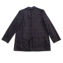 Load image into Gallery viewer, Navy Russet Windowpane Wool Car Coat
