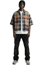 Load image into Gallery viewer, SUIFU Washed Flannel Crop Top Button Down Shirt
