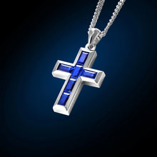 Load image into Gallery viewer, Gemstone Cross Pendant - Sapphire
