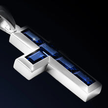 Load image into Gallery viewer, Gemstone Cross Pendant - Sapphire
