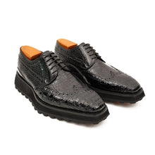 Load image into Gallery viewer, Genuine Crocodile Leather Handmade Black Brogue Shoes
