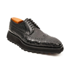 Load image into Gallery viewer, Genuine Crocodile Leather Handmade Black Brogue Shoes
