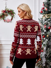Load image into Gallery viewer, Gingerbread Pattern Long Sleeve Pullover Casual Ugly Christmas Sweater | NCS
