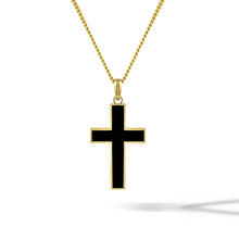 Load image into Gallery viewer, Stone Cross (Large) - 14K Gold Onyx
