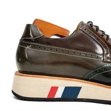 Load image into Gallery viewer, Green &amp; Brown Brogues with Thick Heel
