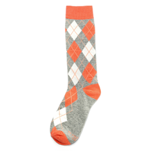 Load image into Gallery viewer, Coral and Grey Argyle Socks
