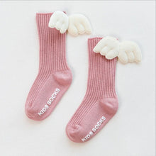 Load image into Gallery viewer, Luxury Modern Socks Baby Girls Knee High Socks With Angel wing  Summer Autumn Cotton Socks Solid Candy Color Toddler For Kids
