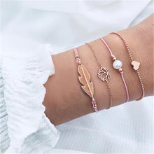 Load image into Gallery viewer, Fashion Bohemia Leaf Round Knot Cuff Bangle Gold Chain Charm Bracelet  for Women Simple Geometric Bracelets Luxury Jewelry
