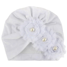 Load image into Gallery viewer, Handmade Baby Accessories Newborn Kids Baby Boy Girl Indian Turban Twist Knot Beanie Hat Pearl Flower Style

