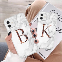 Load image into Gallery viewer, White A-Z Marble Texture Phone Cover For Iphone 12 Mini Soft Silicone Back Case Solid Name Phone Case Luxury Screen Camera Protection Shockproof Soft Cover
