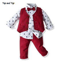 Load image into Gallery viewer, Luxury Modern Outfit Autumn Fashion Baby Boys Gentleman Bow Tie Rompers Pants Suit Baby Set For Celebrations
