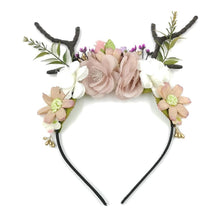 Load image into Gallery viewer, Luxury Christmas Antler Baby Girl Headbands Hair Accessories Xmas Deer Ear Flower Crown Hairband for Newborn Baby
