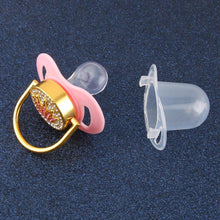 Load image into Gallery viewer, Modern Diamond Luxury Pink Crown Rhinestones Baby Pacifier Lollipop Elegant Infant Baby Shower Gift For Kids
