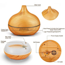 Load image into Gallery viewer, 550ml Aroma Air Humidifier Essential Oil Diffuser  Aromatherapy Electric Ultrasonic cool Mist Maker for Office Home Bedroom Living Room Study Yoga Spa - Wood Grain, 7 Colors LED Light
