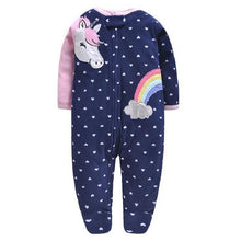 Load image into Gallery viewer, Modern Cartoon Unicorn Baby Girl Jumpsuit Footies  Romper For Newborn Boy and Girls In Trend Design
