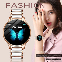 Load image into Gallery viewer, New Ceramic Smart Sport Fitness Watch For Women With Heart Rate Blood Pressure Monitor For Android and  IOS Sistems Sport Multifunctional Steel Belt Smartwatch
