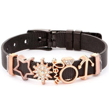 Load image into Gallery viewer, Fashion Stainless Steel Woman and Men Bracelet Mesh Bracelet Set Crystal Heart Anchor Charm Fine Bracelet Bangle For Female Lover
