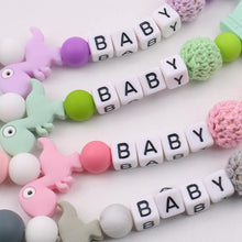 Load image into Gallery viewer, Lemon Comeon Baby's NamePacifier Clips Holder Dinosaur Silicone Beads Teething Chain for Baby
