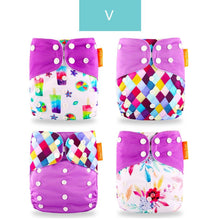 Load image into Gallery viewer, 4PCS/SET Washable Eco-friendly Diaper Ecological Adjustable Nappy Reusable Cloth Diapers Set For Baby and Kids
