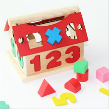 Load image into Gallery viewer, Children's Colour Wooden House With Shape Children Early Educational Model Assembling Blocks Develop Intelligence Game Toy
