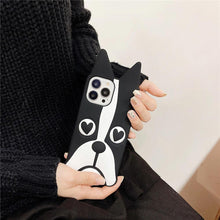 Load image into Gallery viewer, Cute 3D Little Ear Silicone Phone Case For Iphone 13 Pro Max X Xr Xs 11 12 Pro Max Cartoon Dog 3D Cartoon Puppy Black And White Color Cute Cover
