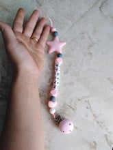 Load image into Gallery viewer, Personalized Name Handmade Pacifier Clips Holder Chain Silicone Pacifier Chains Baby Teether Teething Chain For Baby and Kids
