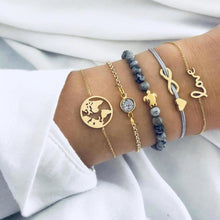 Load image into Gallery viewer, Fashion Bohemia Leaf Round Knot Cuff Bangle Gold Chain Charm Bracelet  for Women Simple Geometric Bracelets Luxury Jewelry
