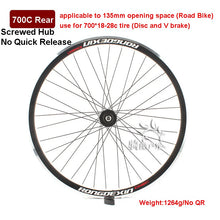 Load image into Gallery viewer, Cruiser Tour Bike Wheelset, Double Deck Rim, Front Wheel Disc, V Brake, Rear Back Wheels, Cassette and Screwed Hub, 36H, 700C
