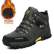 Load image into Gallery viewer, Brand Men Winter Snow Boots Waterproof Leather Sneakers Super  Warm Men's Boots Outdoor Male Hiking Boots Work Shoes Size 39-47
