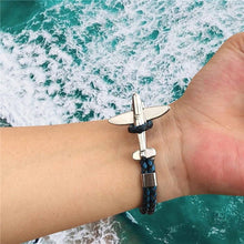 Load image into Gallery viewer, Stainless Steel Gold Aviation Airplane Anchor Bracelets For Men and Women In Retro Leather Bracelet Air Force Style Homme Jewelry Style

