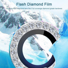 Load image into Gallery viewer, 2023 New Diamond Bling Metal Ring Glass Protective Cap For iPhone 14 13 12 11 Pro Max Mini Camera Lens Circle Protector Paste Tempered Glass Camera Cover Camera Lens Protector
