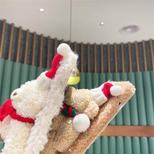 Load image into Gallery viewer, Cute Fluffy Santa 3D Teddy Bear Plush Christmas Case For Iphone 13 12 11 Pro Xs Max X Xr 7 8 Plus Se3 Shockproof Soft Cover  Super Soft Winter Warm Funny Rabbit Ears Faux Fur Plush Fluffy Cover
