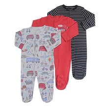 Load image into Gallery viewer, 3Pcs Baby unisex Rompers  Long Sleeve Sleep suit Cartoon Jumpsuit Baby Pajamas Stes For Kids Between 0-12Months
