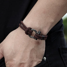Load image into Gallery viewer, Modern Elegant Rope Luxury Navy Style Camping Bracelet For Men And Women With Black Stainless Steel New Fashion
