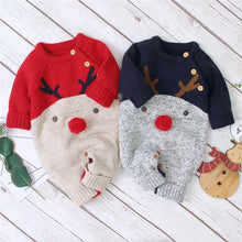 Load image into Gallery viewer, Baby Christmas Rompers Reindeer Knitted  Jumpsuits Toddler Children Warm Wool Clothes 0-2Y For Boys and Girls Christmas Eve Costume
