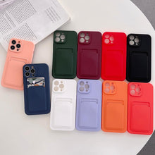 Load image into Gallery viewer, Soft Silicone Card Phone Case for IPhone 13  12 Pro Max Shockproof Protector Cover for IPhone 14 Plus Cases Heavy Duty Solid Slim Lightweight Anti-Shock Cover for iPhone
