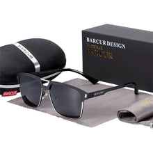Load image into Gallery viewer, BARCUR Polarized Men’s Sunglasses – Fashionable Square Stainless Steel Frame UV400 Protection Anti-Reflective Outdoor Sports &amp; Driving Eyewear – Original Design Casual Style with Premium Polycarbonate Lenses
